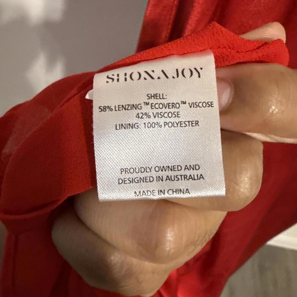 $340 Shona Joy High Neck Red Satin Tatum Cowl Drape Open Back Maxi Dress- US 12 - Picture 8 of 12